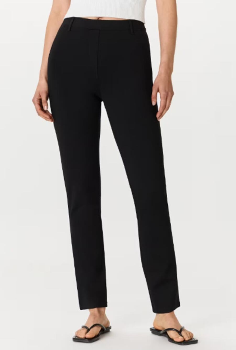 NEW Quince Ultra-Stretch Ponte Straight Leg Pants Women's Black Pull On Size S